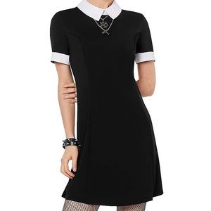 Collared Wednesday Addams Dress, Black & White, Medium